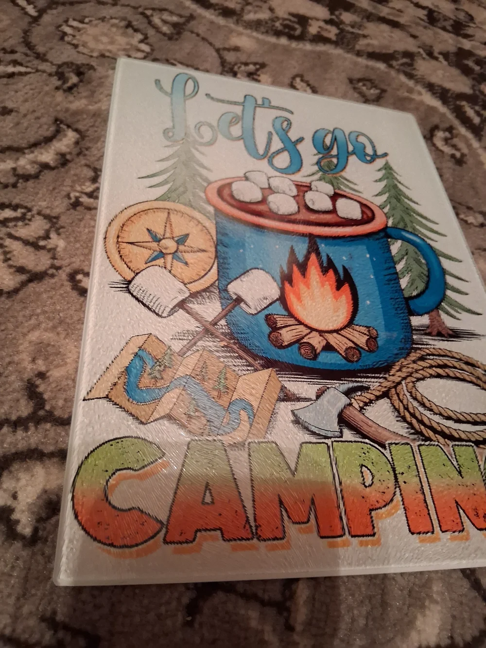 Lets Go Camping Blue Mug Illustration Wall Art